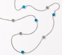 JAI SS Kalahari & Apatite Gemstone Bead Box Chain 36" Necklace