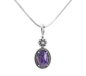 American West Sterling Silver Purple Gemstone Enhance w/ Chain