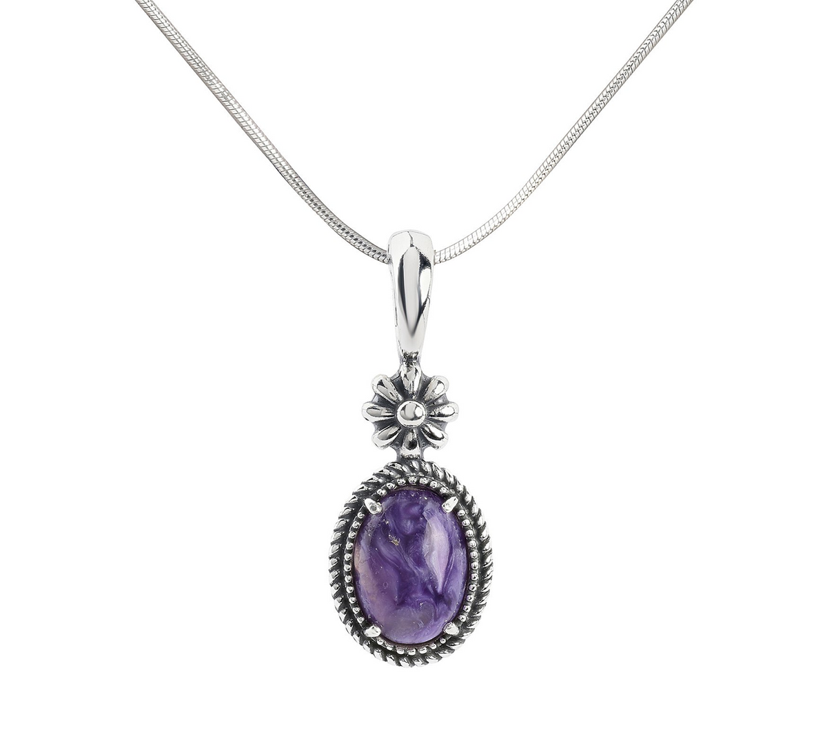 American West Sterling Silver Purple Gemstone Enhance w/ Chain