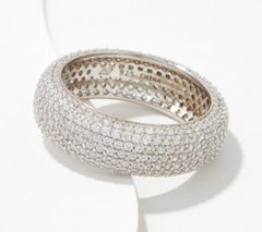 Diamonique Micro Pave Eternity Band Sterling Silver Ring, Size 7