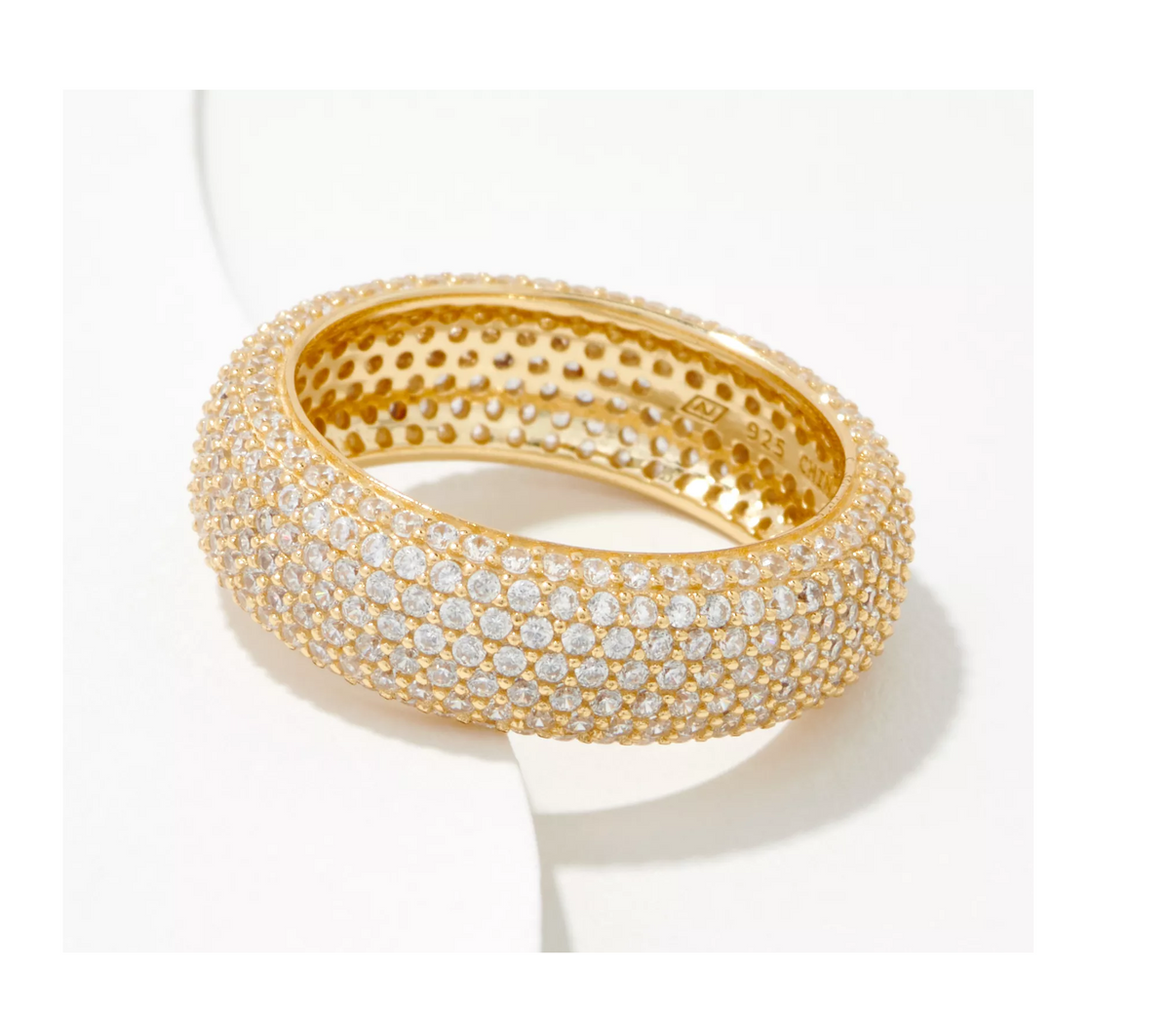 Diamonique Sterling Silver Goldclad Micro Pave CZ Eternity Band Ring, Size 7