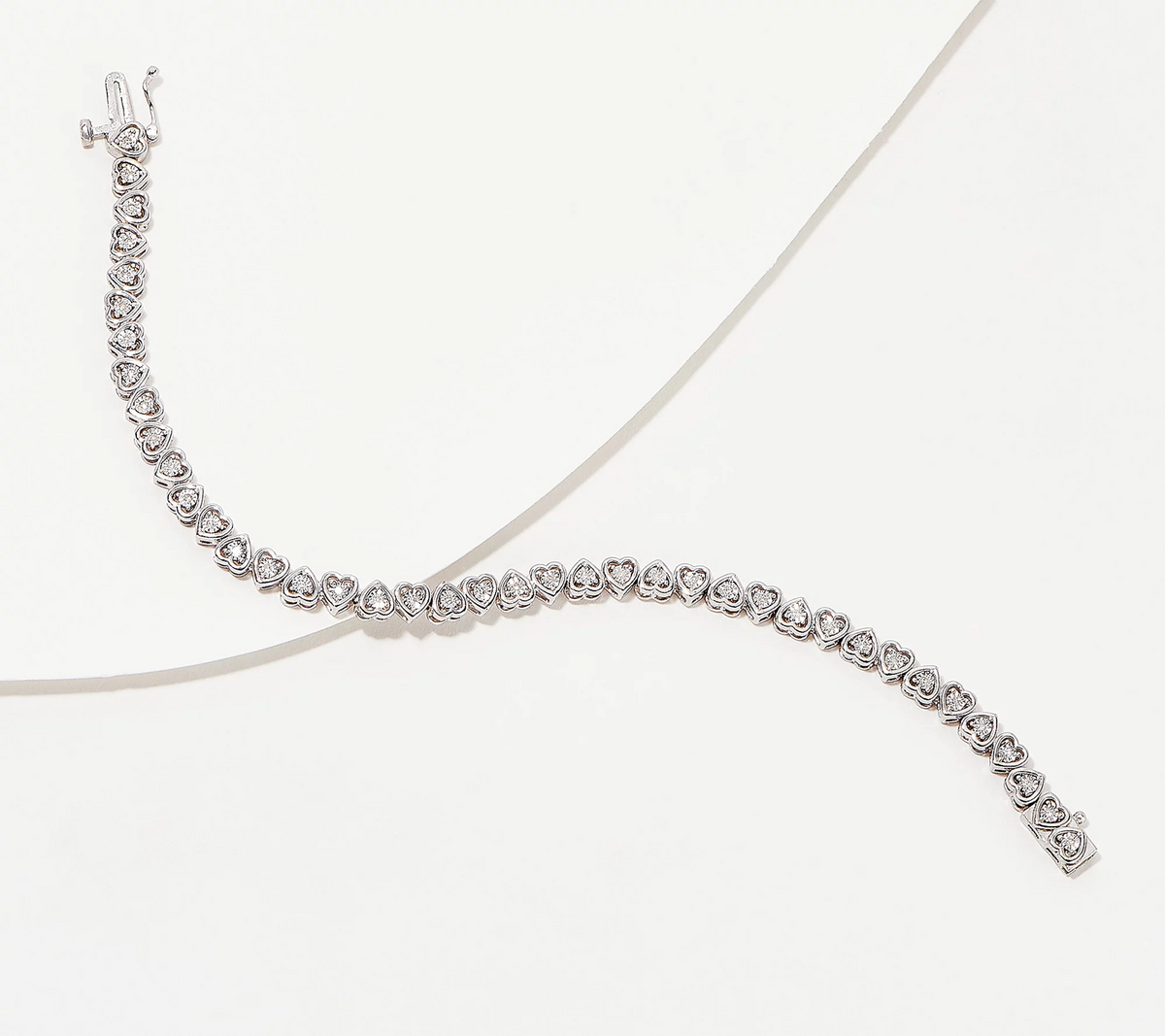 Affinity Diamonds Heart Tennis 8" Sterling Silver Bracelet