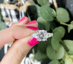Diamonique x Jennifer Platinum-Clad SS Coffey Asscher & Baguette Ring