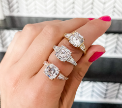 Diamonique x Jennifer Platinum-Clad SS Coffey Asscher & Baguette Ring