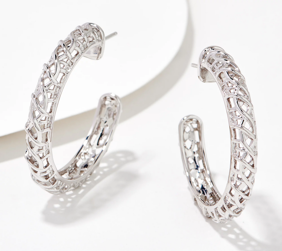JUDITH Collection LATTICE Sterling Silver Hoop Earrings