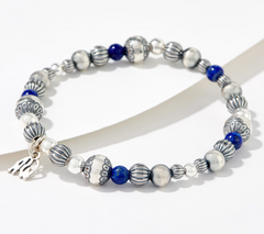 American West Sterling Silver Lapis Bead Stretch Bracelet AV-LG