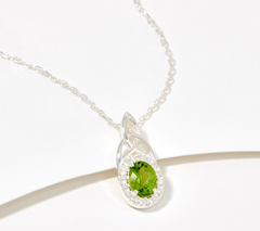 JMH Jewellery Sterling Silver and Peridot Gemstone Knot Necklace