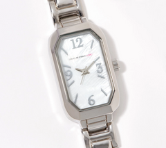 Isaac Mizrahi Live! Faceted Tank Case Silvertone Bracelet Watch One Size