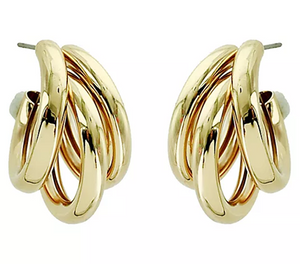 True Lovelies Goldtone Triple Hoop Earrings 1"L
