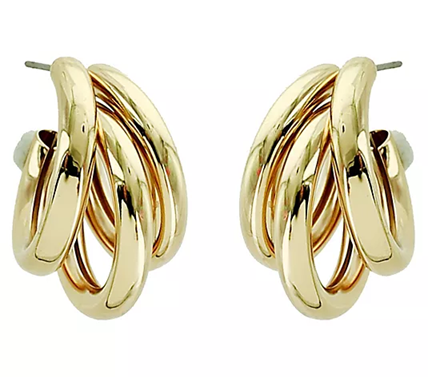 True Lovelies Goldtone Triple Hoop Earrings 1"L
