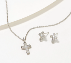 Diamonique x Lisa Mason Platinum Clad Cross Gift Set