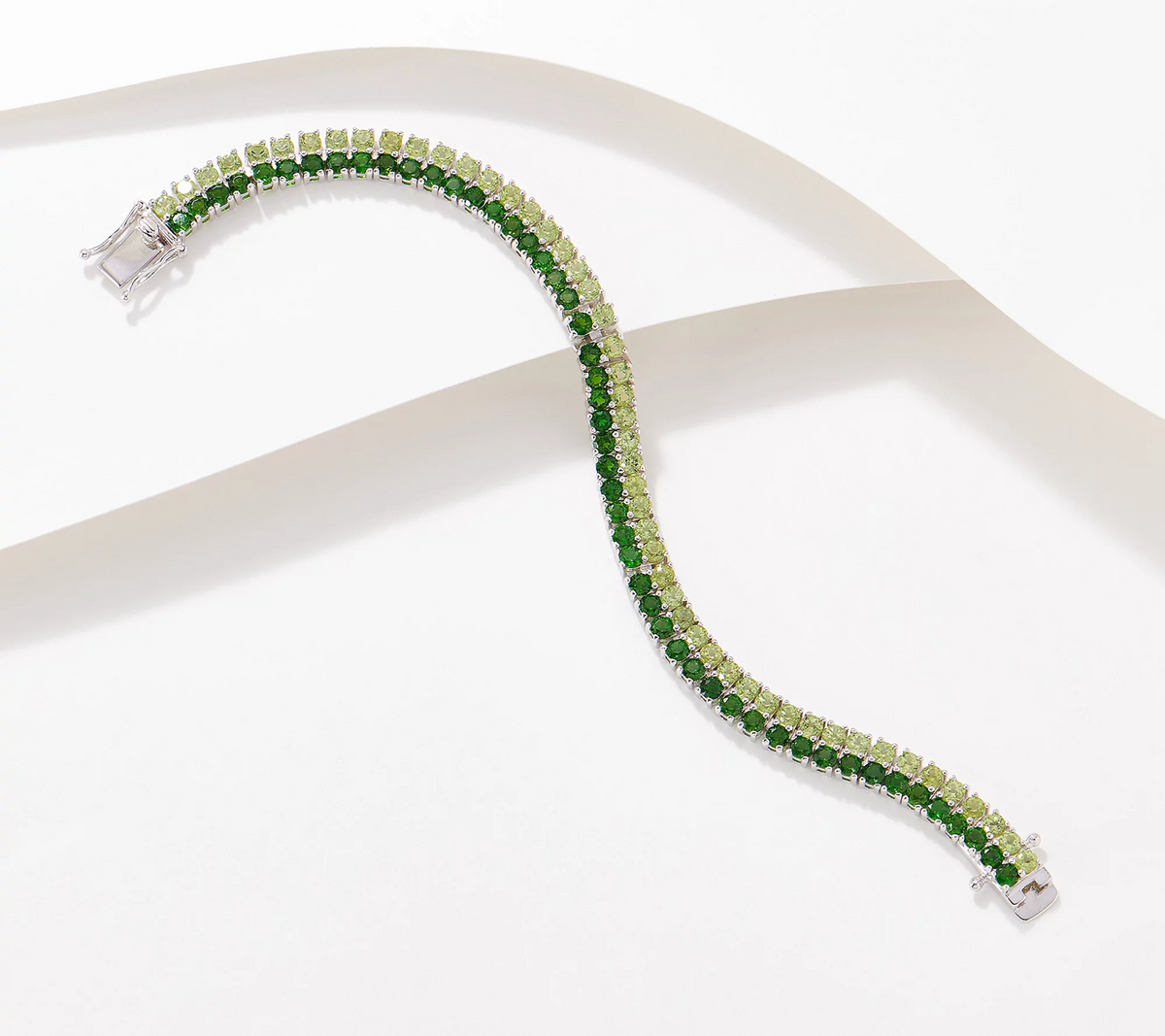Affinity Gems Sterling Silver Double Row Dual Chrome Diopside Tennis Bracelet Avg