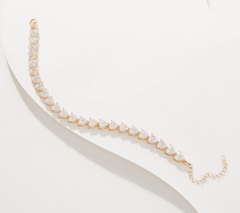 Diamonique 100 Facet Heart Cut Tennis Gold Over Sterling Silver Bracelet , 8"
