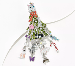 Kirks Folly Cat Lovers Christmas Tree Silver Tone Pin