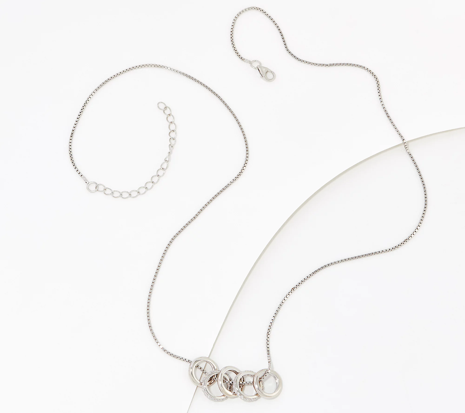 Diamonique 35th Anniversary 5-Ring Sterling Silver Necklace