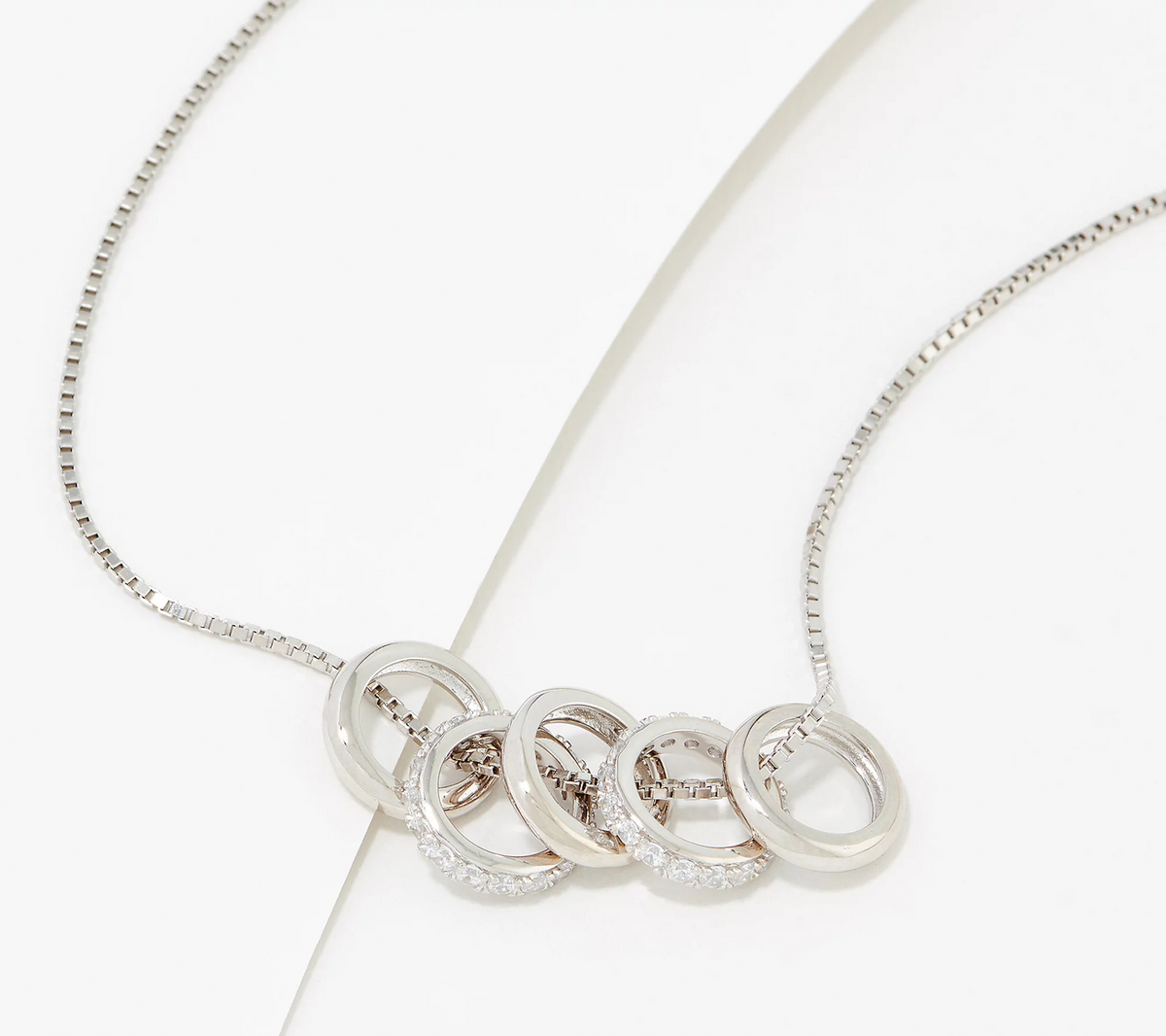 Diamonique 35th Anniversary 5-Ring Sterling Silver Necklace