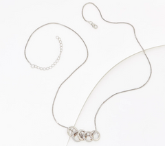 Diamonique 35th Anniversary 5-Ring Sterling Silver Necklace