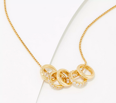 Diamonique 35th Anniversary 5-Ring Goldclad Sterling Silver Necklace