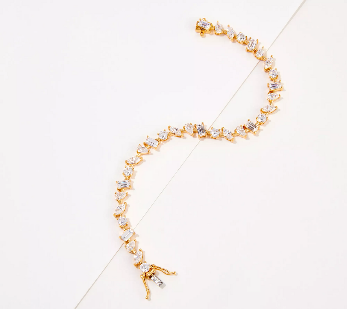 Diamonique x Kathy Levine 14k Gold-Plated Stering Silver Confetti Tennis Bracelet Avg