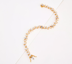 Diamonique x Kathy Levine 14k Gold-Plated Stering Silver Confetti Tennis Bracelet Avg