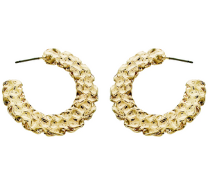 True Lovelies 1-3/8" Flat Hammered Hoop Earrings