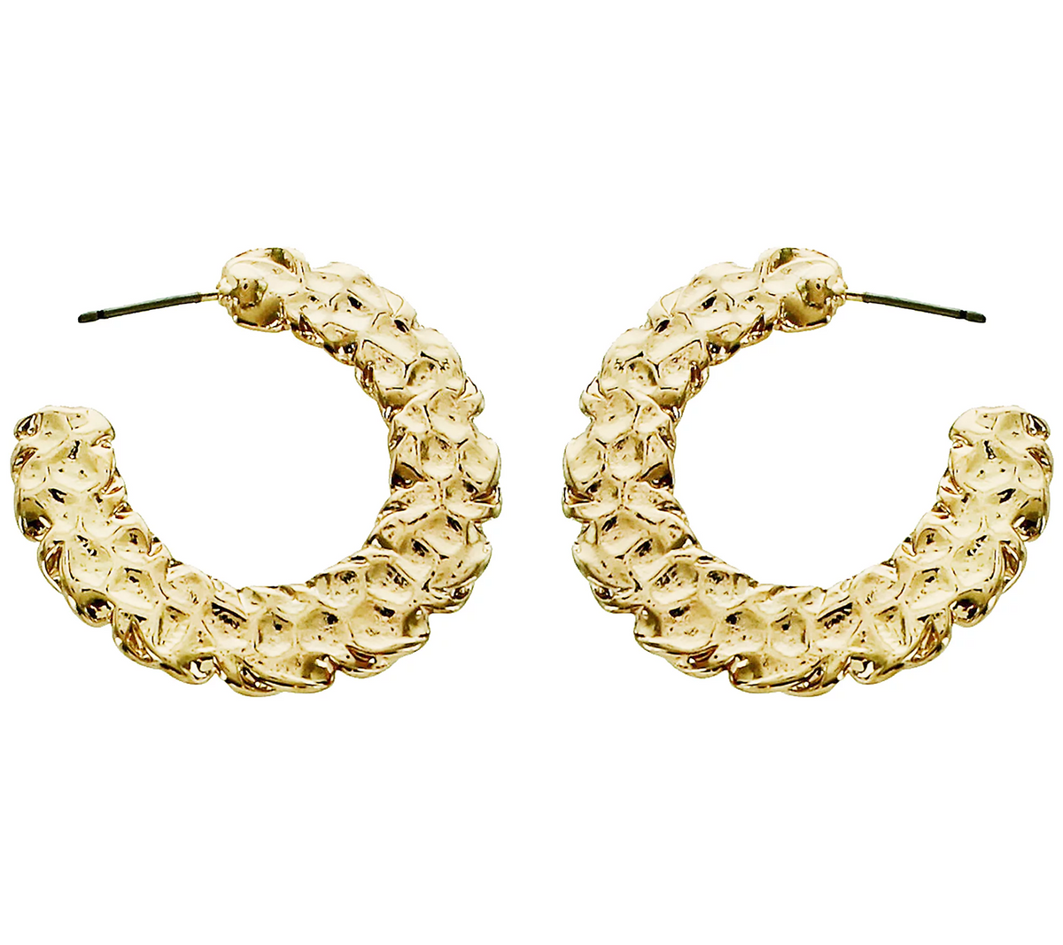 True Lovelies 1-3/8" Flat Hammered Hoop Earrings