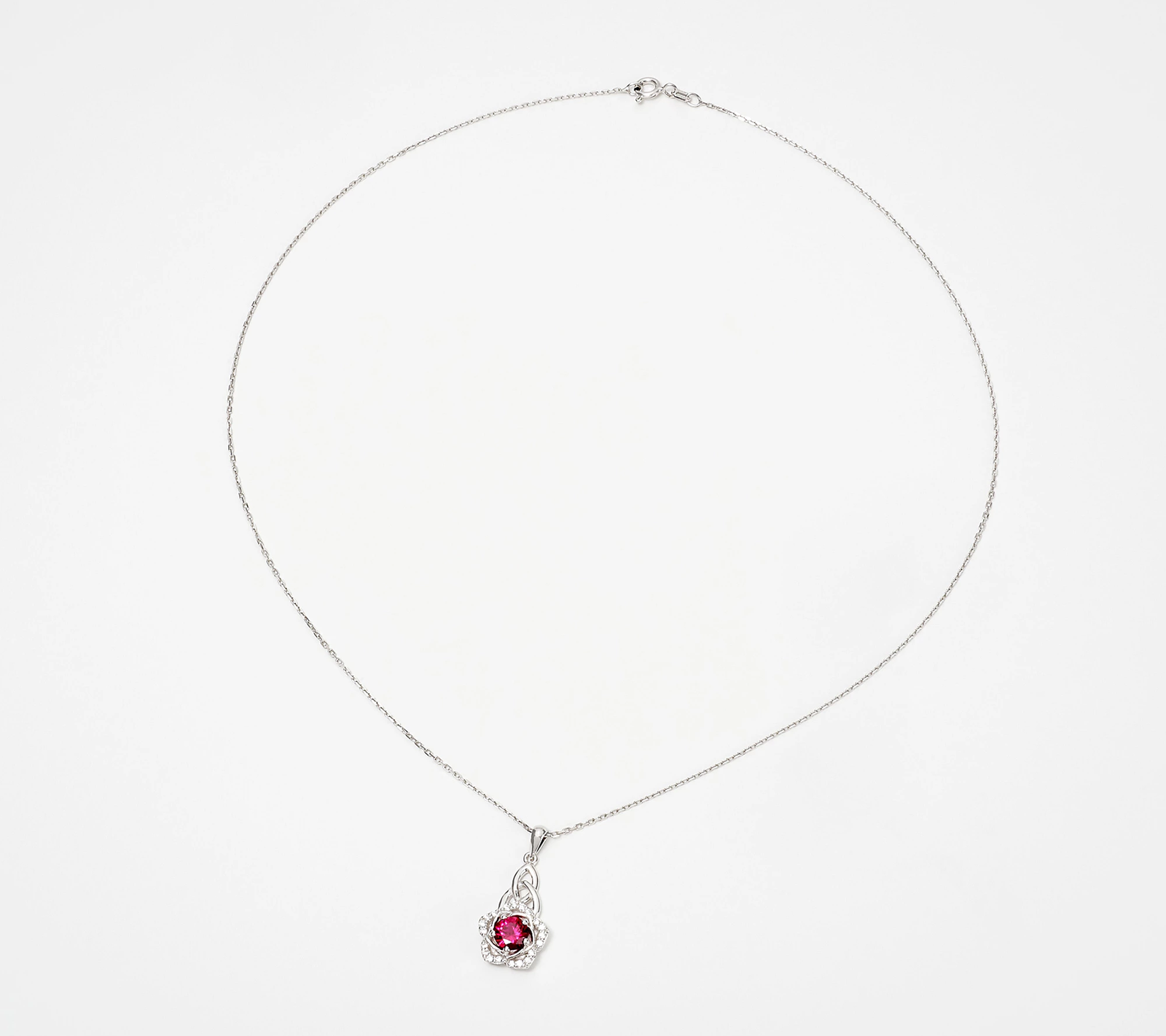Solvar Diamonique Sterling Silver Rose Pendant with 18" Chain