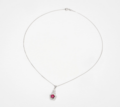 Solvar Diamonique Sterling Silver Rose Pendant with 18" Chain
