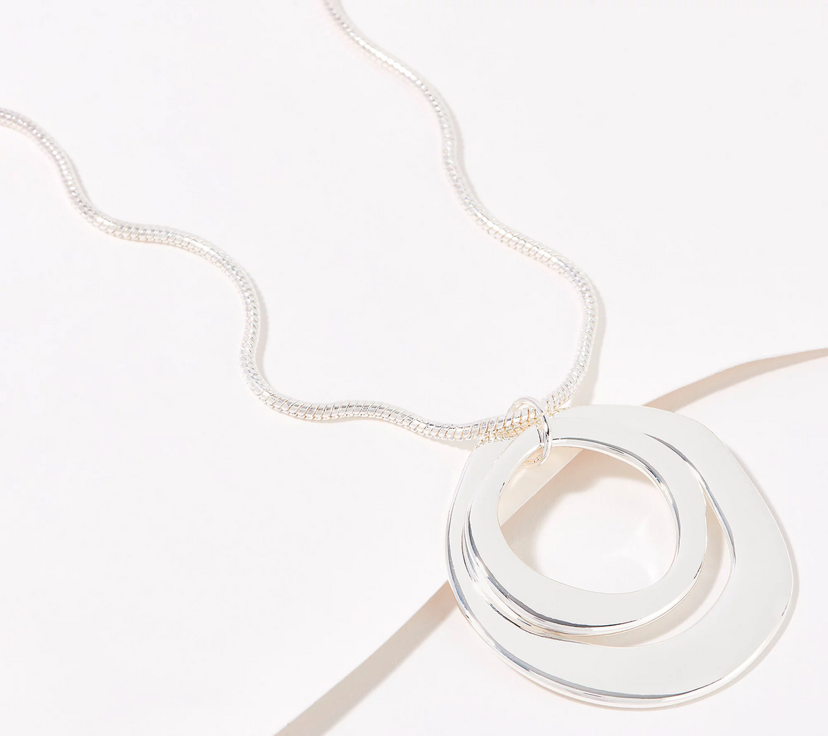 Denim & Co. Textured Metal Silver Tone Pendant Necklace
