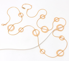 Denim & Co. All Over Textured Circle Gold ToneNecklace 42"