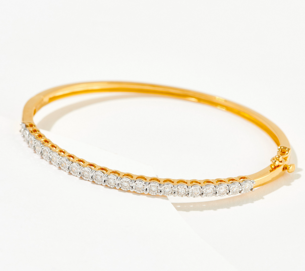 Fire Light Gold-Clad Sterling Silver Lab Grown Diamond Hinge Bangle Avg