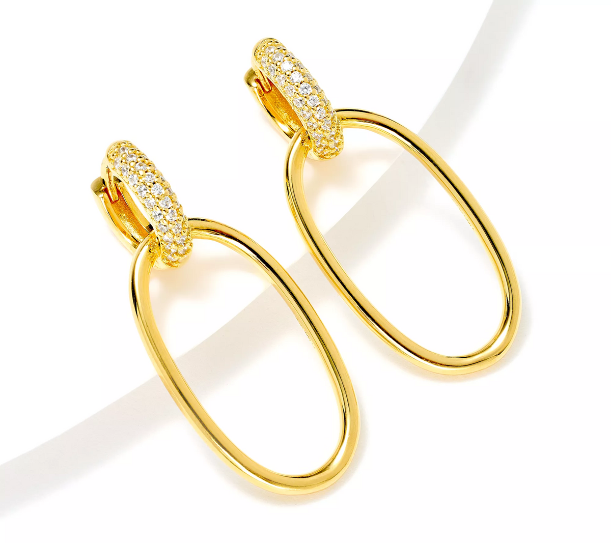 Diamonique Open Oval Drop Goldclad Sterling Silver Earrings