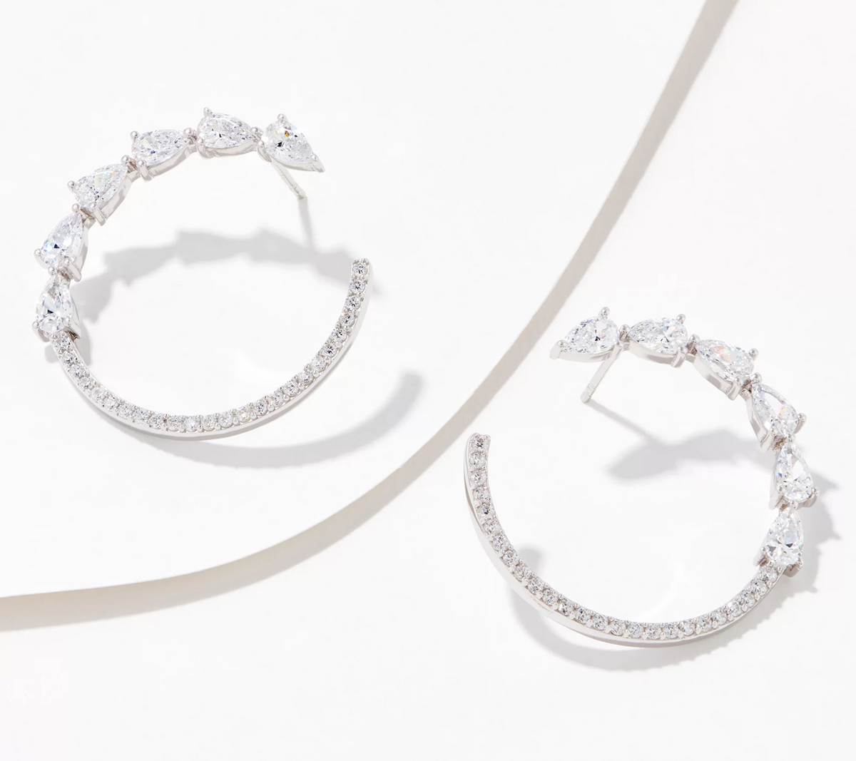 Diamonique x Kathy Levine Rhodium-Platwd Sterling Silver Swan Song Hoop Earrings