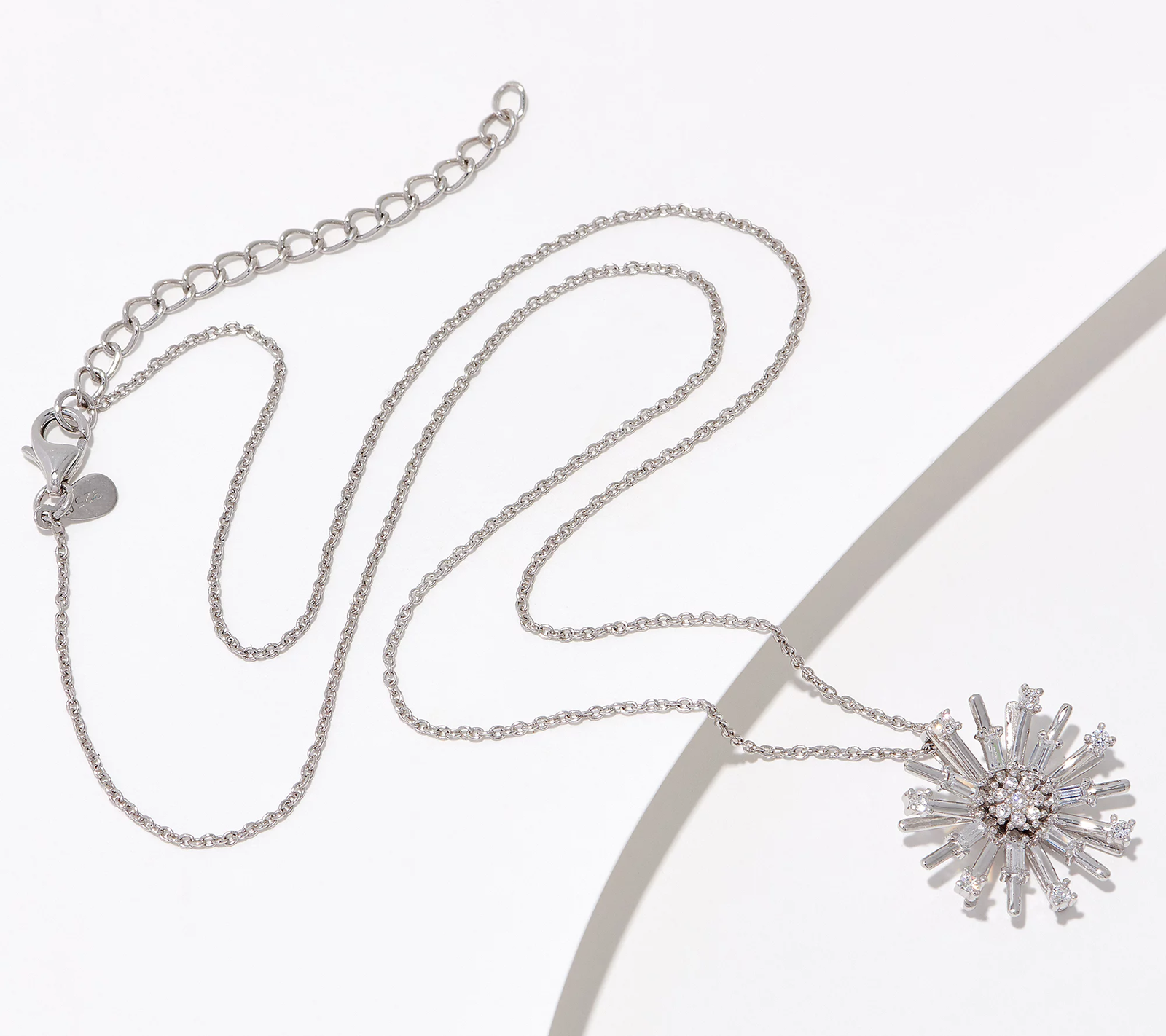 Diamonique x Kathy Levine Rhodium-plated Sterling Silver Starburst Pendant Necklace