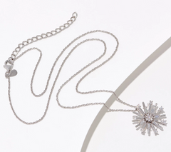 Diamonique x Kathy Levine Rhodium-plated Sterling Silver Starburst Pendant Necklace