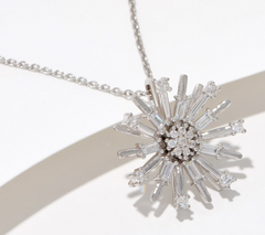 Diamonique x Kathy Levine Rhodium-plated Sterling Silver Starburst Pendant Necklace
