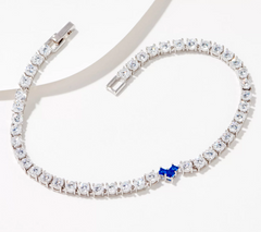 Diamonique Heart Station Tennis Bracelet, Sterling Silver, Small: 6-3/4"