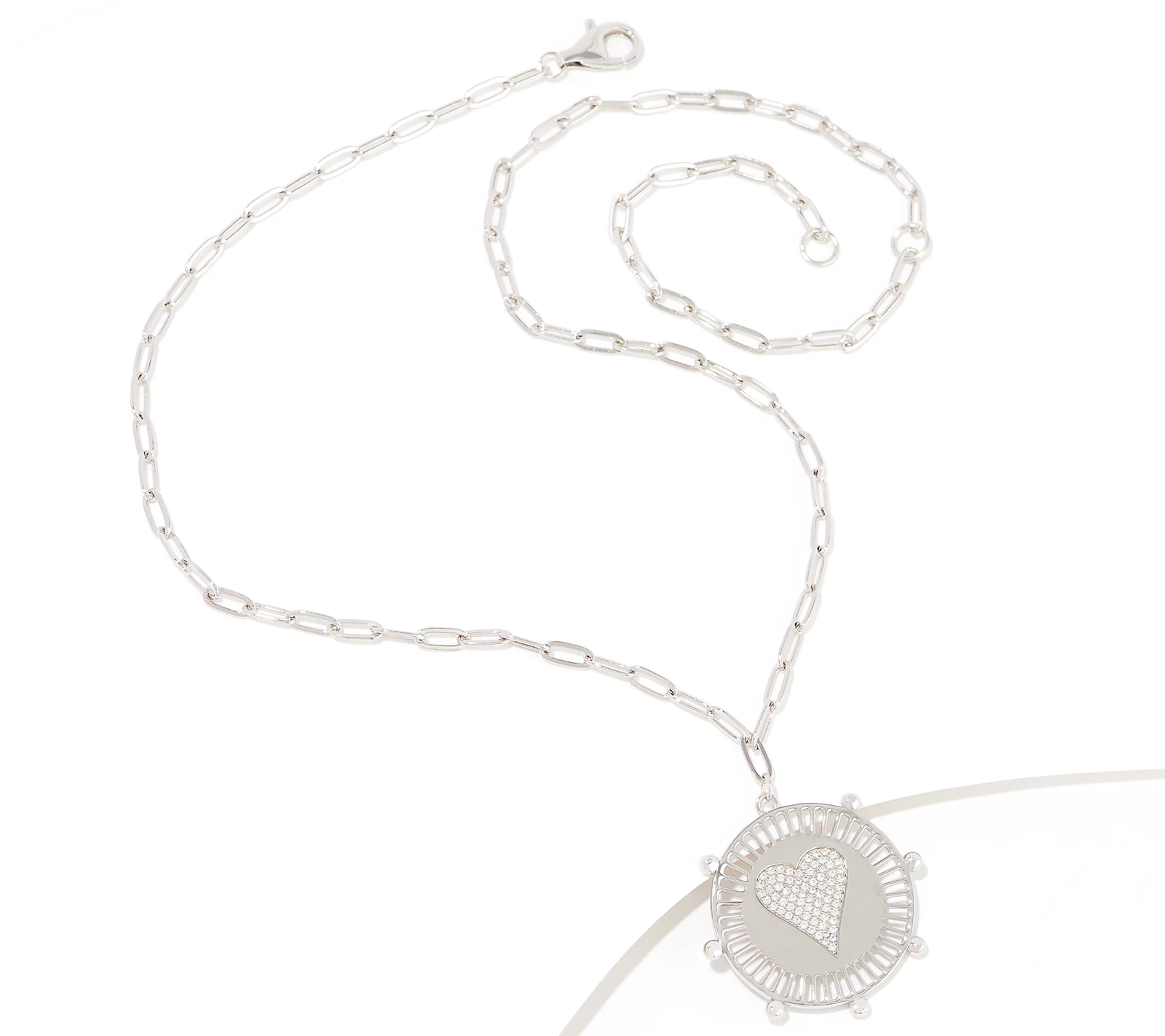 Diamonique x Jennifer Miller Heart Disk Pendant Necklace