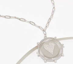 Diamonique x Jennifer Miller Heart Disk Pendant Necklace