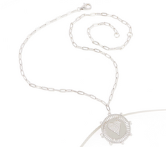 Diamonique x Jennifer Miller Heart Disk Pendant Necklace