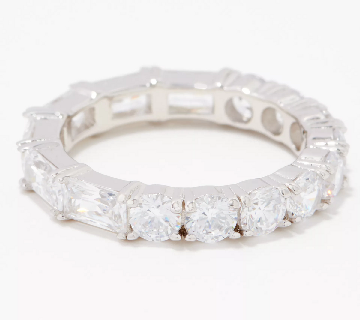 Diamonique Half and Half Sapphire Eternity Band, Sterling Silver Size 10