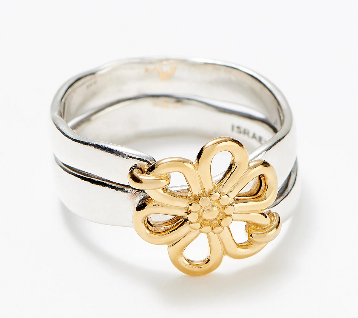 Or Paz Sterling Silver & 14K Goldclad Two-Tone Flower Ring Size 8