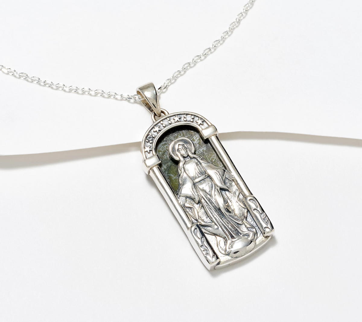 Colgante de puerta de plata esterlina con diseño de mármol de Connemara y diamonique