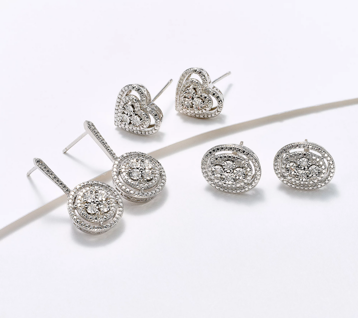 Affinity Diamonds Set of 3 Sterling Silver Earrings