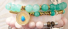 T. Jazelle Opal Gemstone with SS You're One of a Kind Charm & Affirmation Bracelet Stacker Set Small/Avg