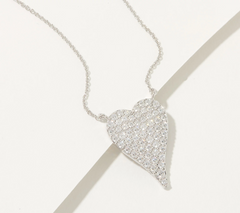 Diamonique x Jennifer Miller SS Mini Pave Heart Necklace