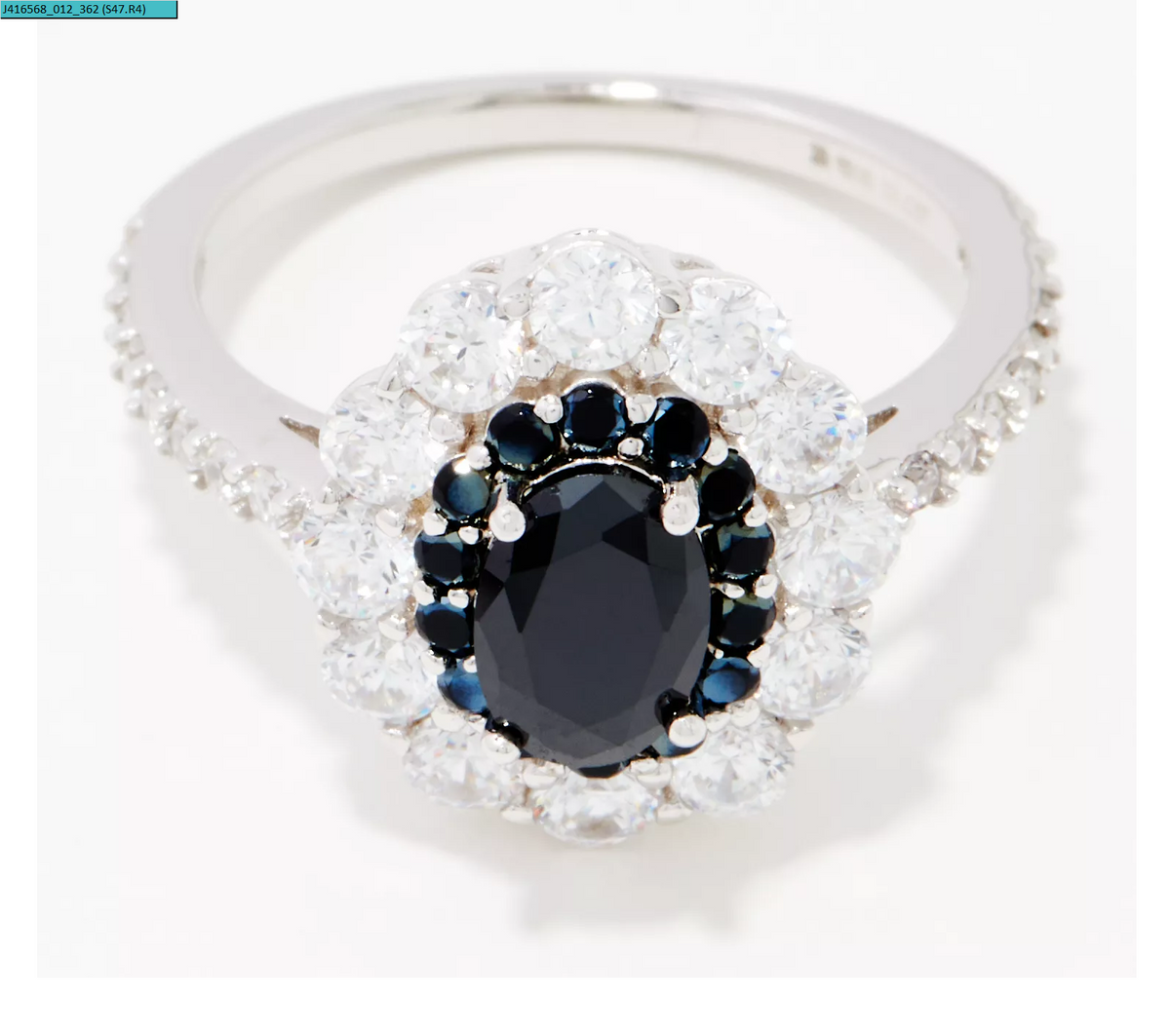 Diamonique Sterling Silver 925 Black CZ Halo Cocktail Ring Size 11