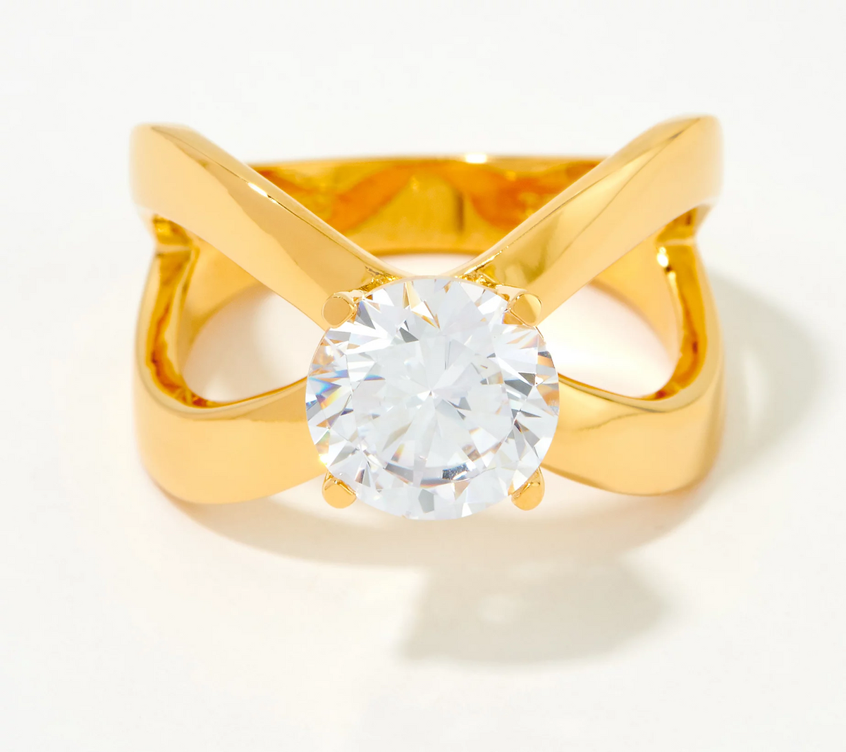 Diamonique x Kathy Levine Round Cut Icon 14K Plated Ring Size 8