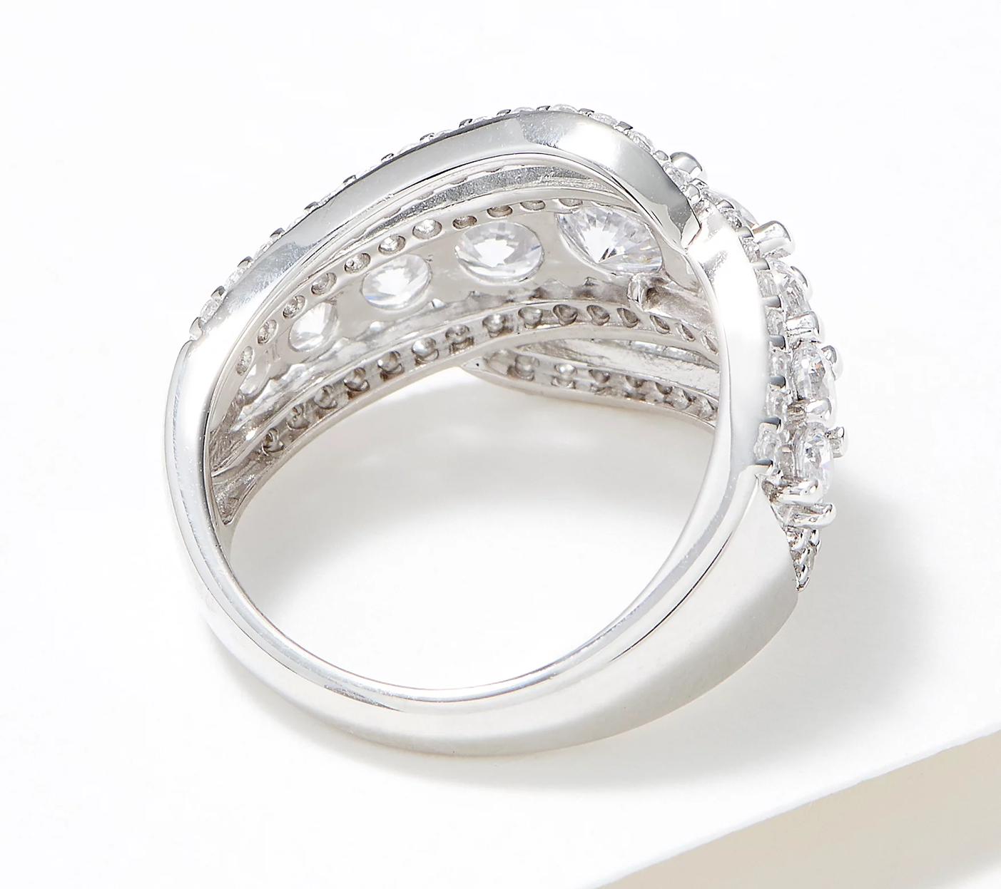 Diamonique Sterling Silver Round Cascading Band Ring Size 9