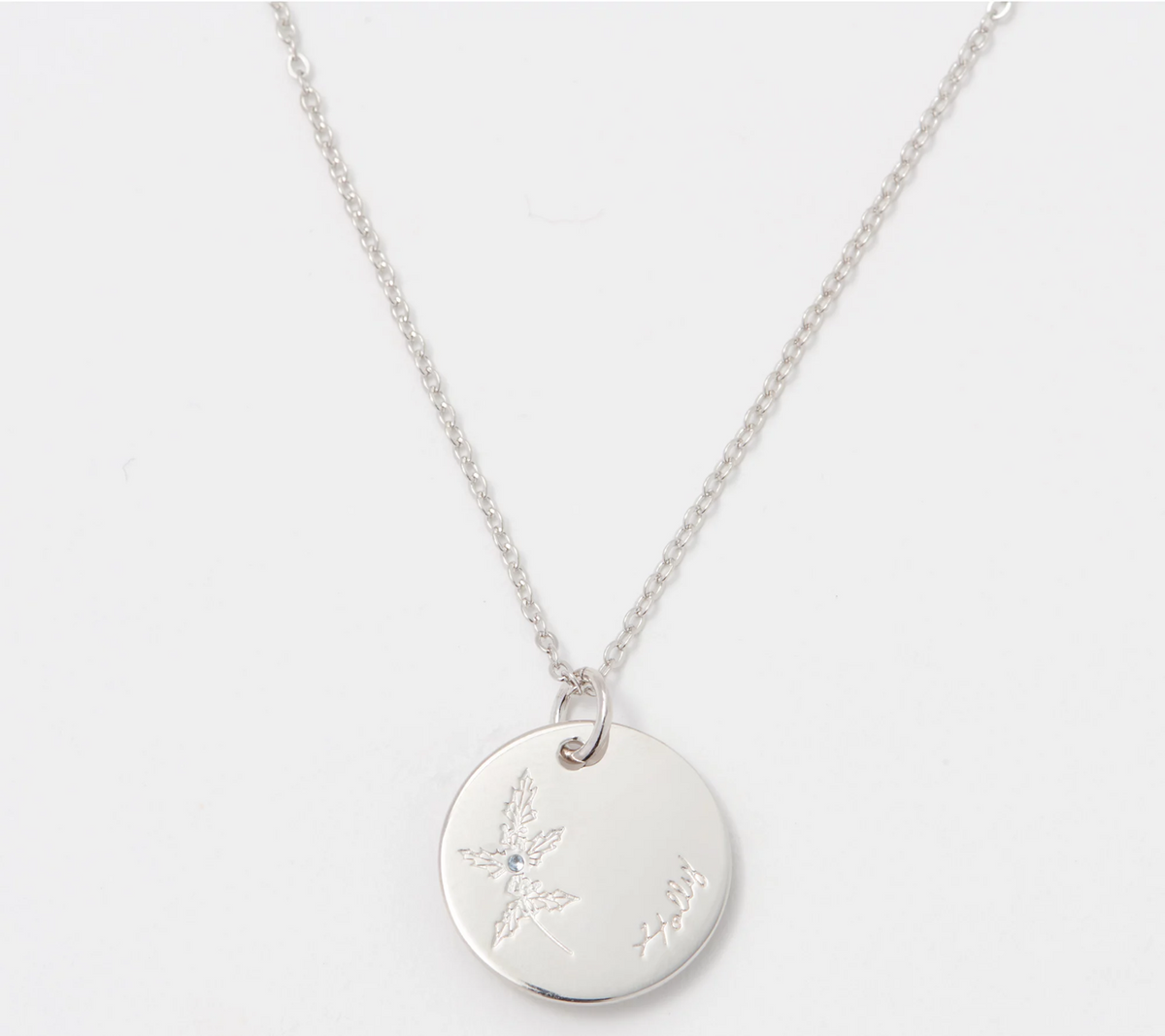 Diamonique Birthflower "Holly' Sterling Silver Pendant Necklace